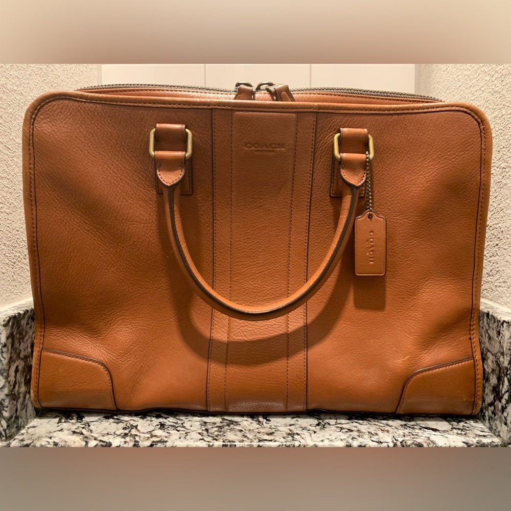 Coach Men Brown Leather Briefcase/Computer Bag